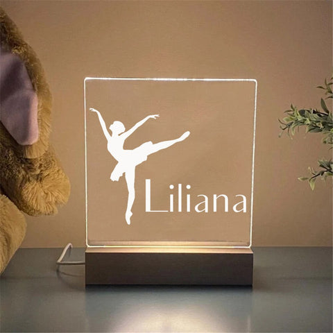 personalized night light of a ballerina for kids with custom name