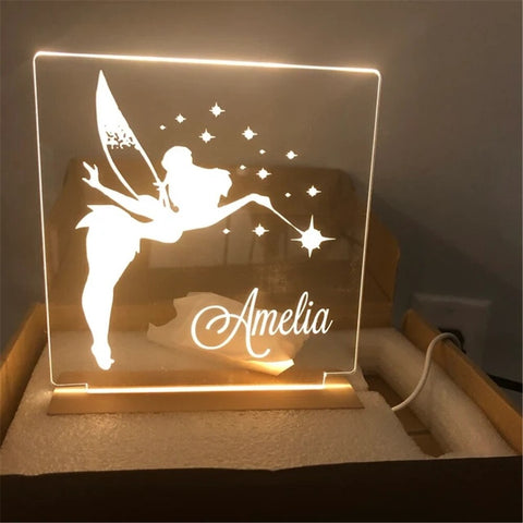 cute personalized night light for kids with name turned on in room