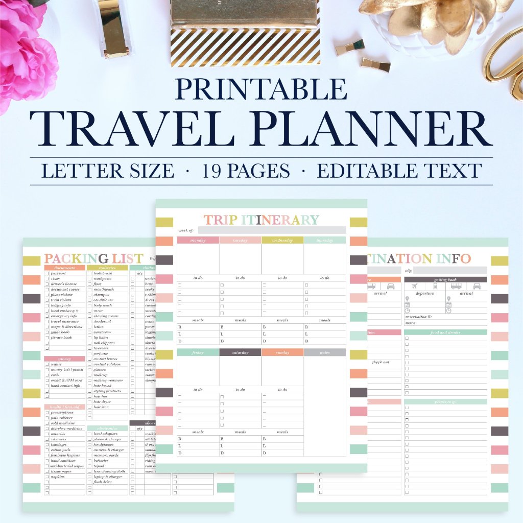 Travel Planner Printable  Jessica Marie Design