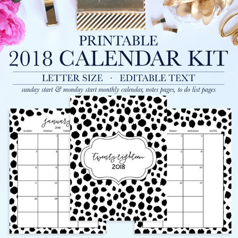 write on calendar 2018