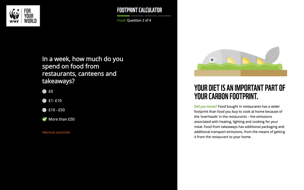 WWF Footprint Calculator Process (Food)