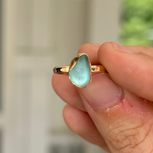 size 5 sea glass ring - honey blue jewelry