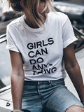 Noumode t-shirt imprimé lettres manches courtes décontracté femme top blanche
