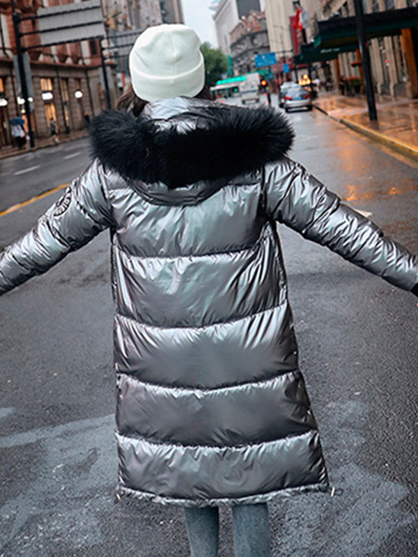 Noumode longue manteau doudoune avec fausse fourrure capuche mode hiver femme parka