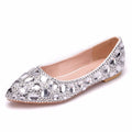 Dio Luxury Crystal Embellished Flat Wedding Shoes for Women