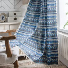 blue country style curtain