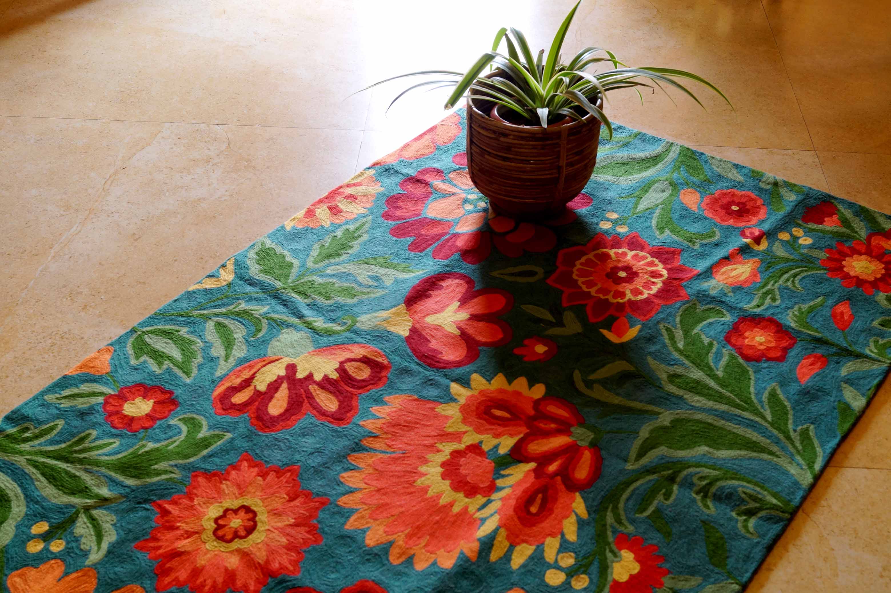 embroidered chain stitch rug
