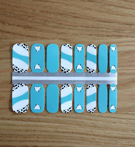 Turquoise and White Hearts, Cow Print Spots, Negative Space Clear Cut Outs