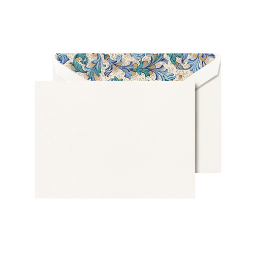 Crane & Co. Regent Blue Bordered Pearl White Cards