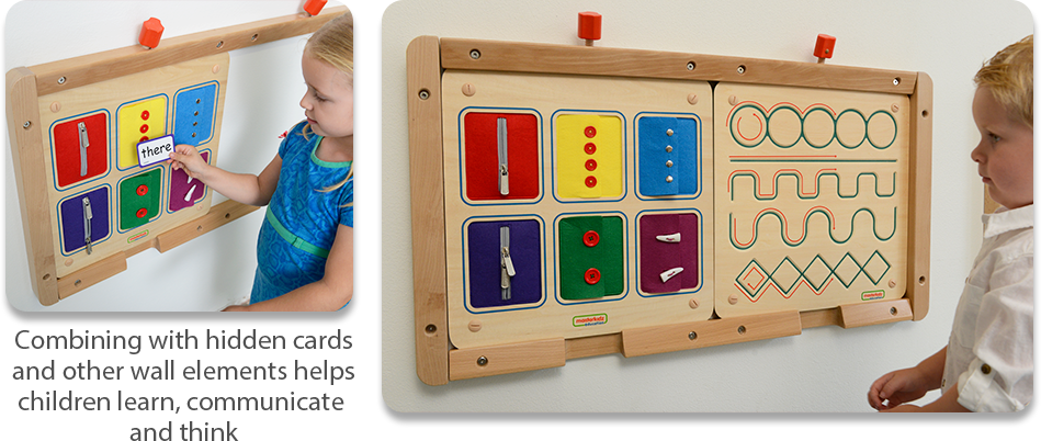 Combining with hidden cards  and other wall elements helps  children learn, communicate  and think