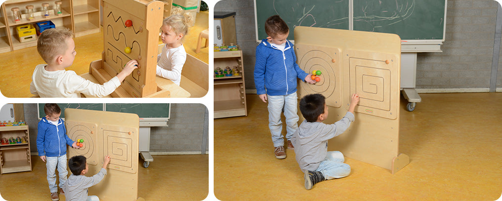 This is a simple hand coordination training gear board with one big and one small gear.  Player will hold the handles with both hands and turn simultaneously.  Each gear wheel will rotate at different speeds.  Colourful gemstones on each gear wheel also provide extra visualstimulation.  An excellent toy for left and right brain coordination skills training. 