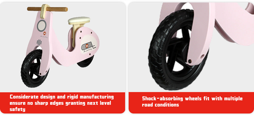 Considerate design and rigid manufacturing ensure no sharp edges granting next level safety Shock-absorbing wheels fit with multiple road conditions