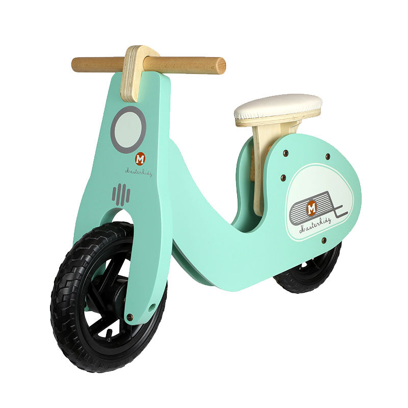 pink wooden balance bike