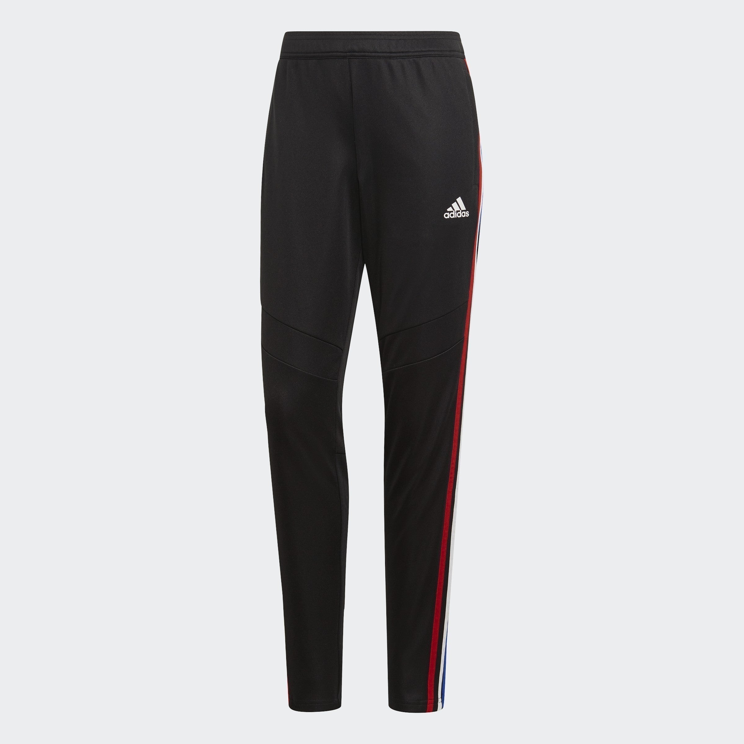 white and red adidas track pants