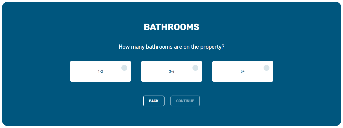 Bathrooms. How many bathrooms are on the property? 1-2, 3-4 or 5+?
