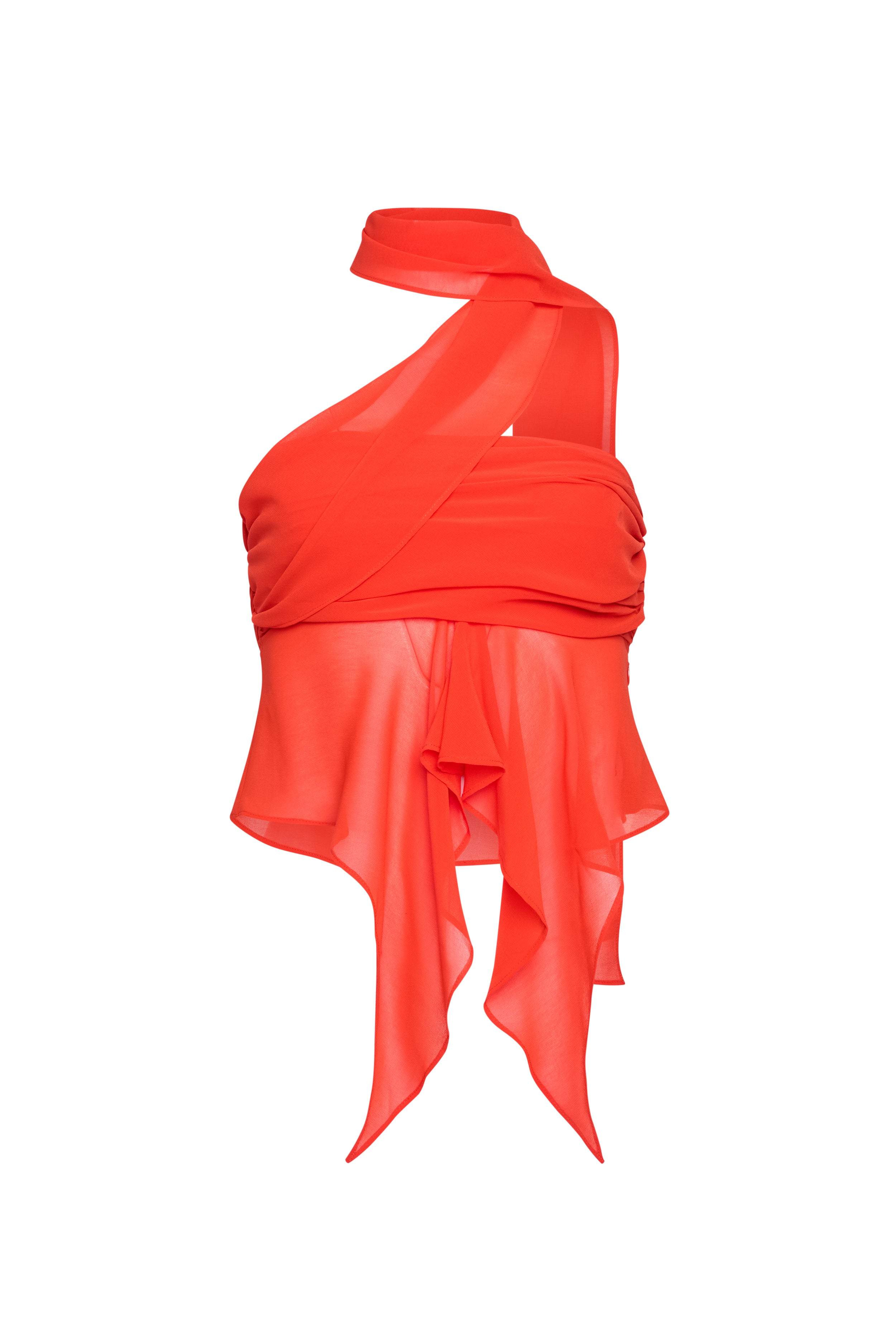 Shop Danielle Guizio Ny Chiffon Wrap Around Top In Poppy