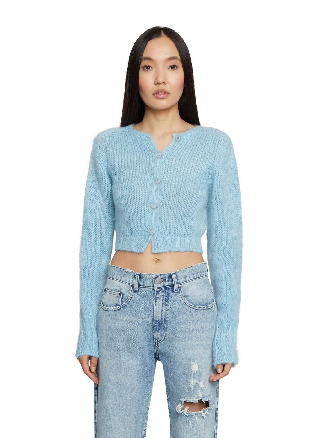 Mohair Fuzzy Cropped Cardigan