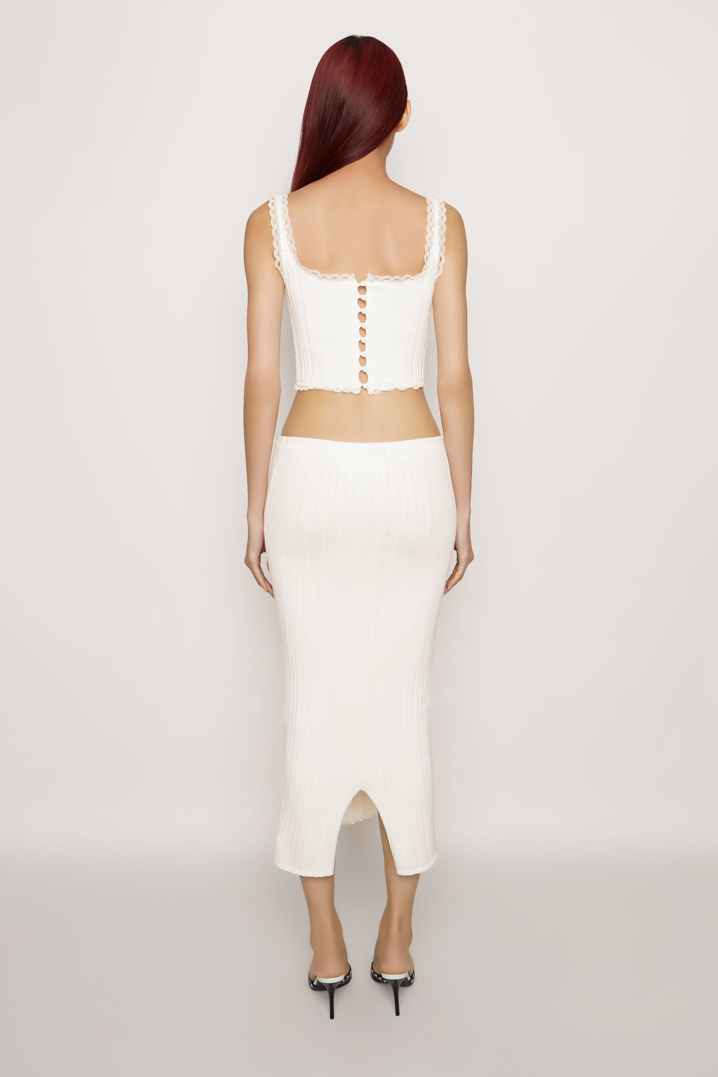 Shop Danielle Guizio Ny Ribbed Maxi Skirt In White