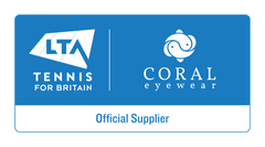 Gafas de sol Coral Eyewear y el logotipo de la Lawn Tennis Association