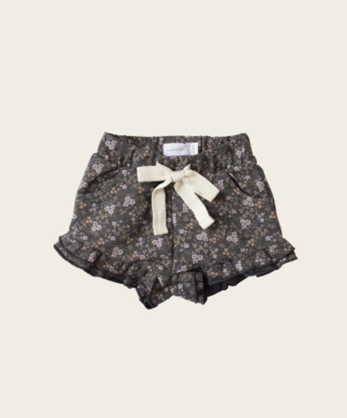 Rib Ruffle Cotton Shorts Natural - nonna lietta