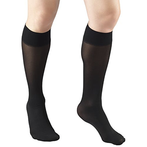 Truform Sheer Compression Stockings, 8-15 mmHg, Women's Knee High Length, 20 Denier, Black, Small