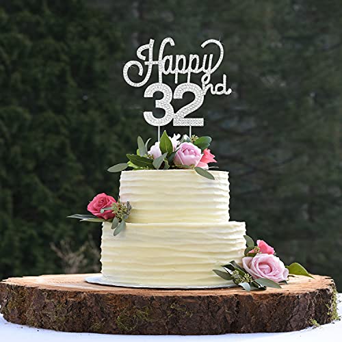 Thirty Two Gold Glitter Cake Toppers 32 Years Old 32nd Birthday Anniversary  Party Decorations Supplies - Walmart.com