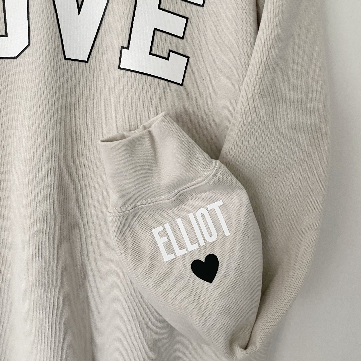 LOVE ON THE CUFF ♡ white bride sweatshirt with personalized cuff – BFFS &  BABES