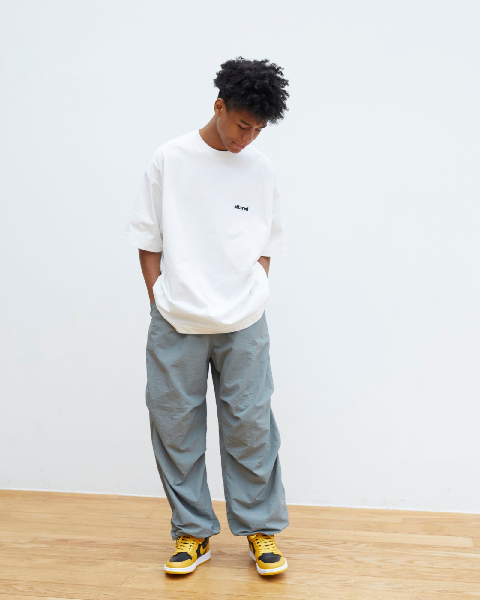 altared nylon wide track pants navy - ワークパンツ/カーゴパンツ