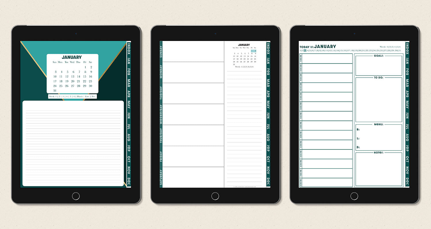 daily weekly monthly digital planner layout