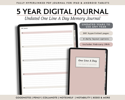 5 Year Daily Journal  One Line a Day Memory Book – Jena W Designs