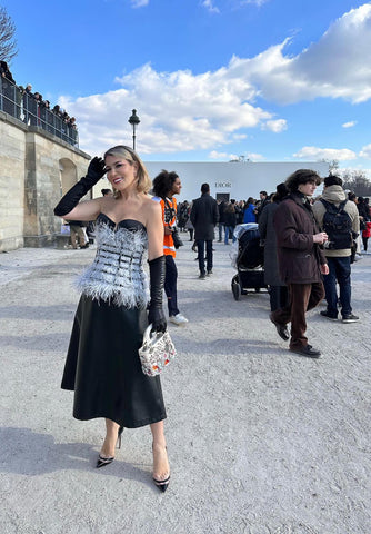 Olga Ferrera bts at the Dior show in Paris 