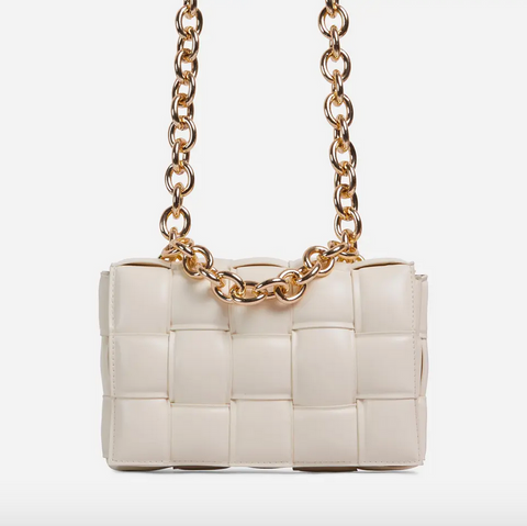 Ivory Quilted Faux Leather purse by Ego