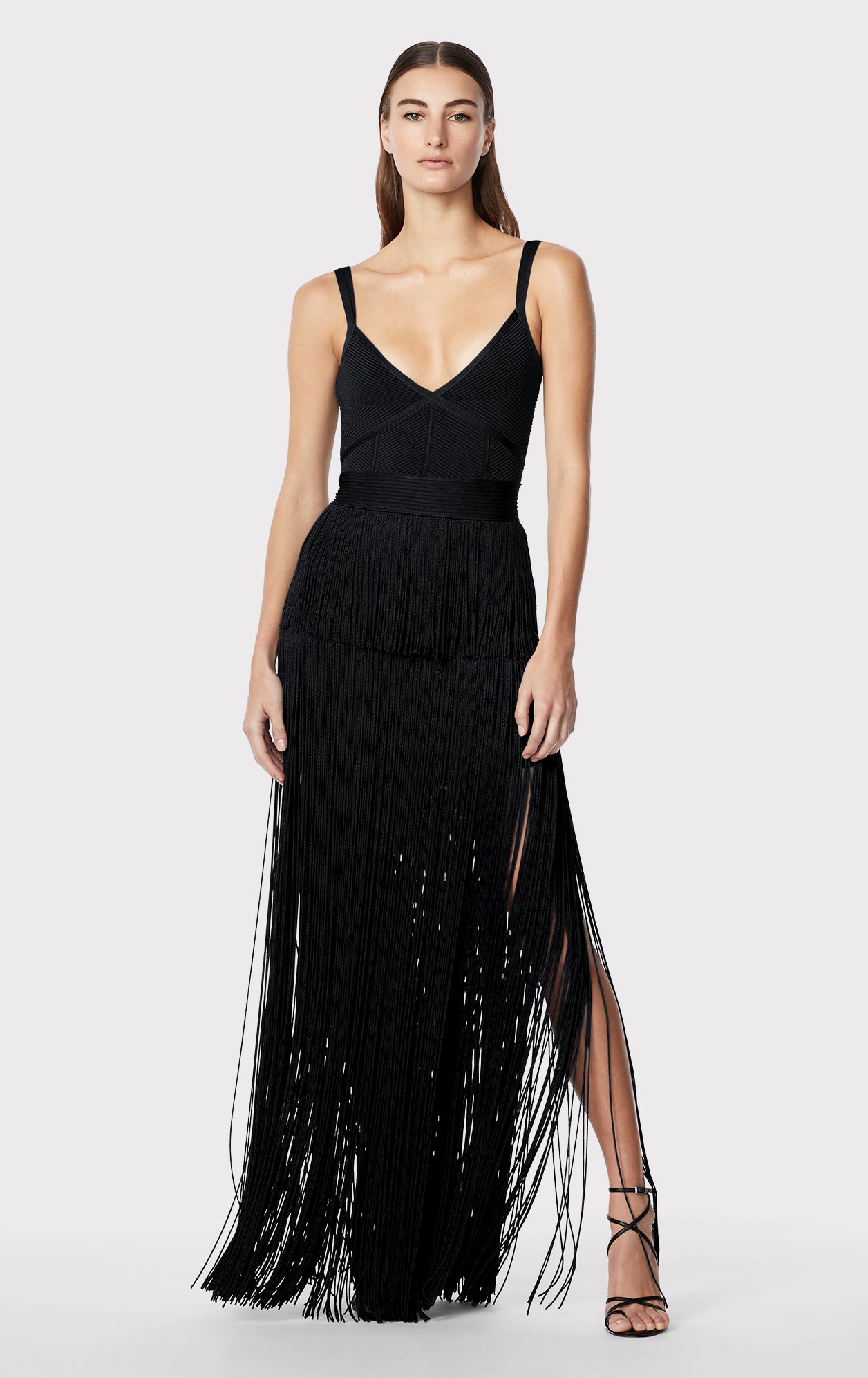 BNWT HERVÉ LÉGER Black Foil Metallic Bandage Gown in Size L - MSRP $1,590.00