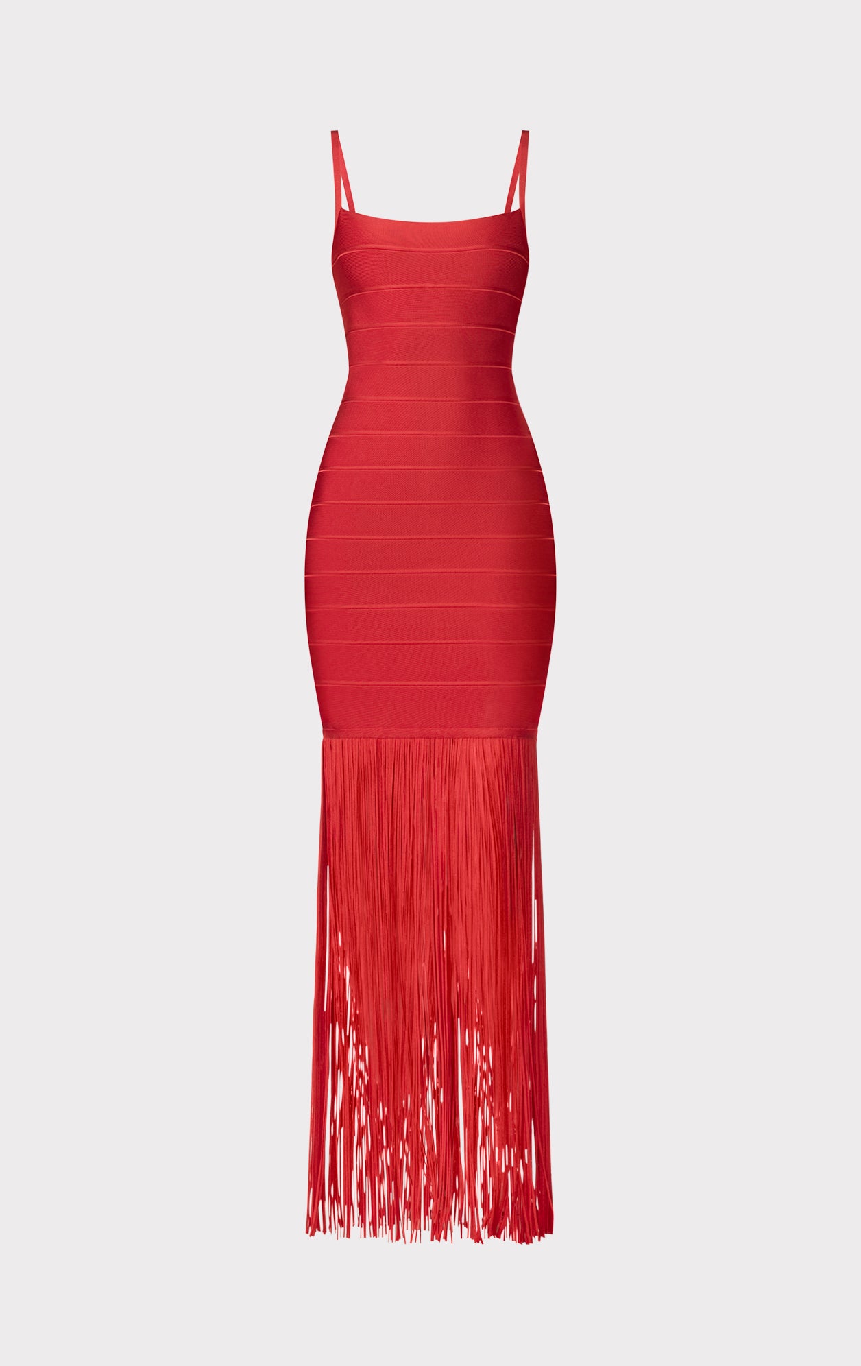 STRAPPY OTTOMAN FRINGE GOWN – HERVÉ LÉGER