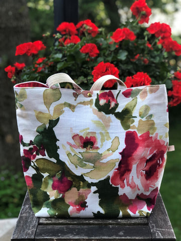 Extra Large Project Bag - Red Floral - Back