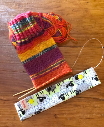 Socks on a circular needle and cozy