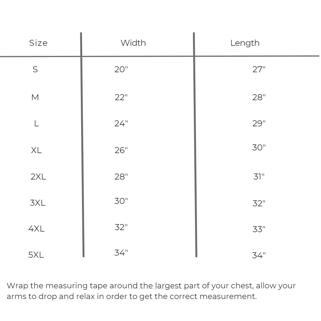 Sweatshirt Size Chart