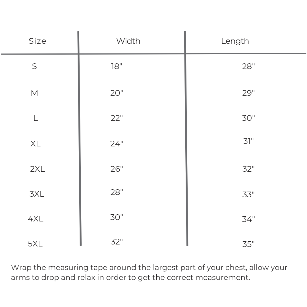 T-Shirt Size Chart