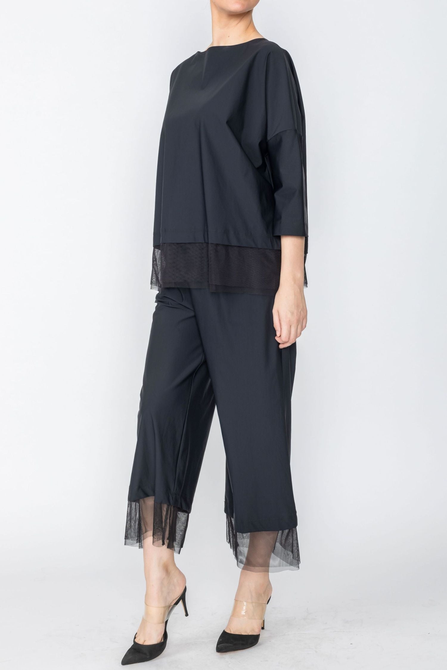 Bottom Mesh Layered Straight Pants – IC Collection