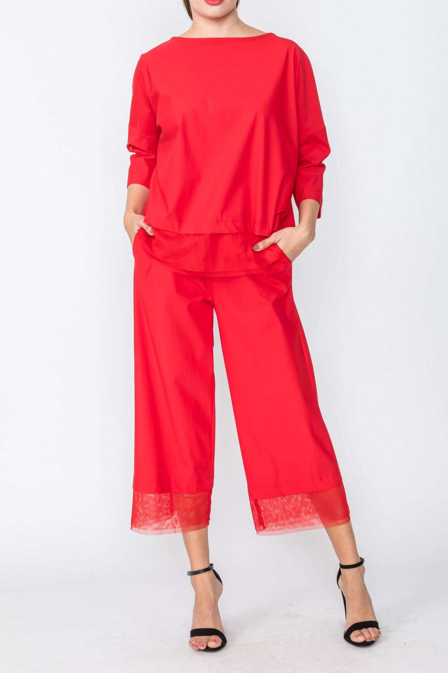 Bottom Mesh Layered Straight Pants – IC Collection