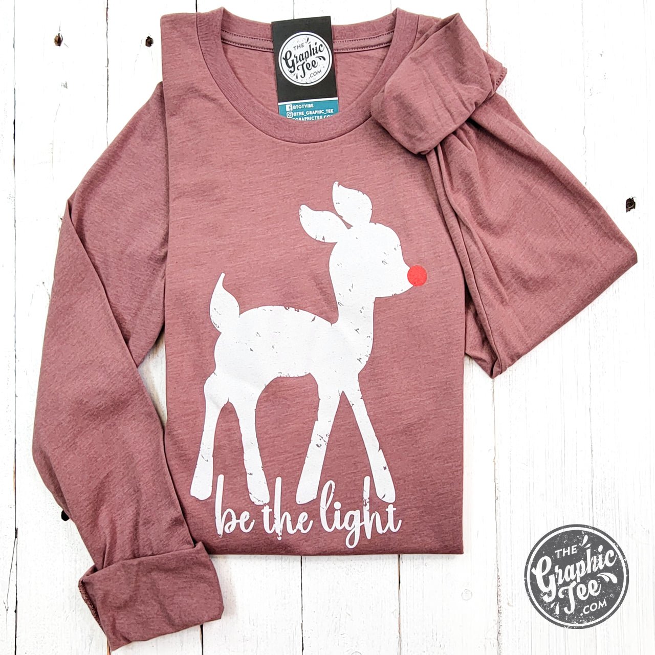 Be The Light Heather Mauve Long Sleeve Tee