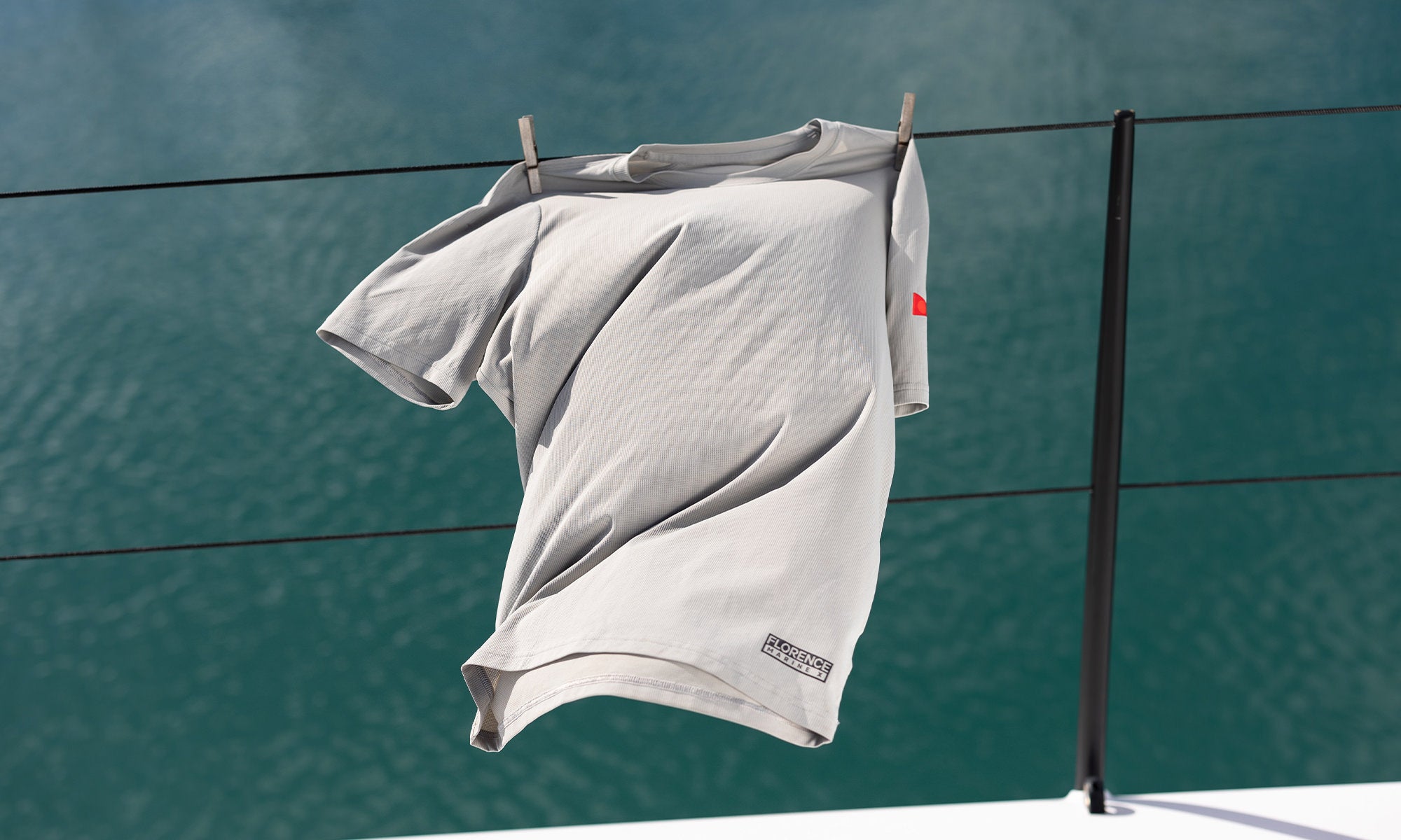 Airtex Shirt blowing in the wind on a sailboat