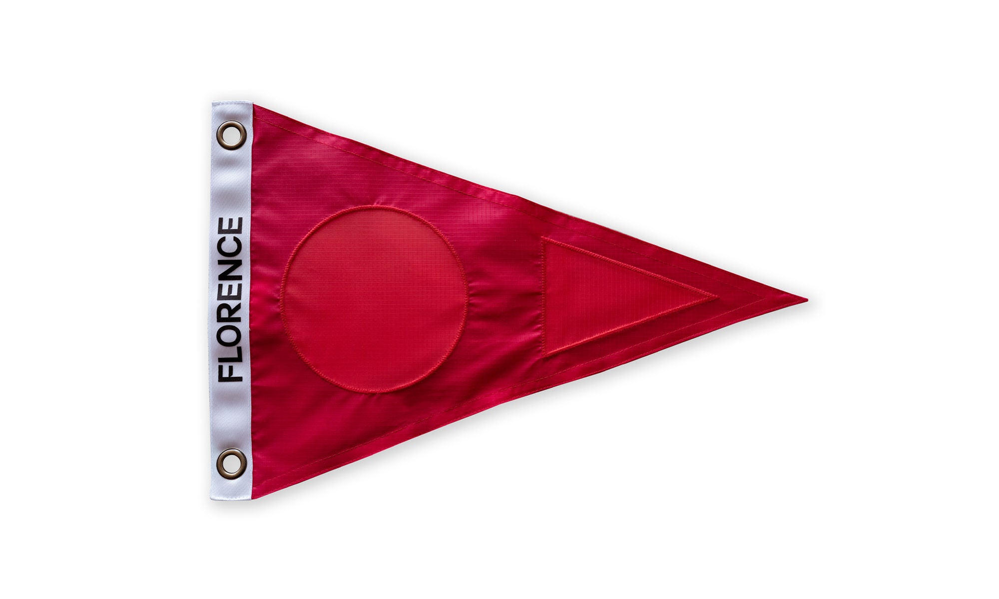 Red Burgee Flag - Florence Logo as a Nylon Sailing Burgee Flag