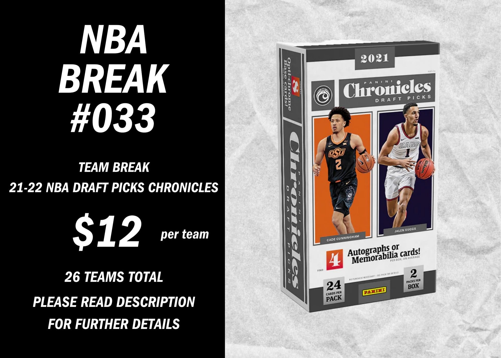 Break 033 2021 2022 Panini Basketball Draft Picks Chronicles Hobby — Quick Strike 