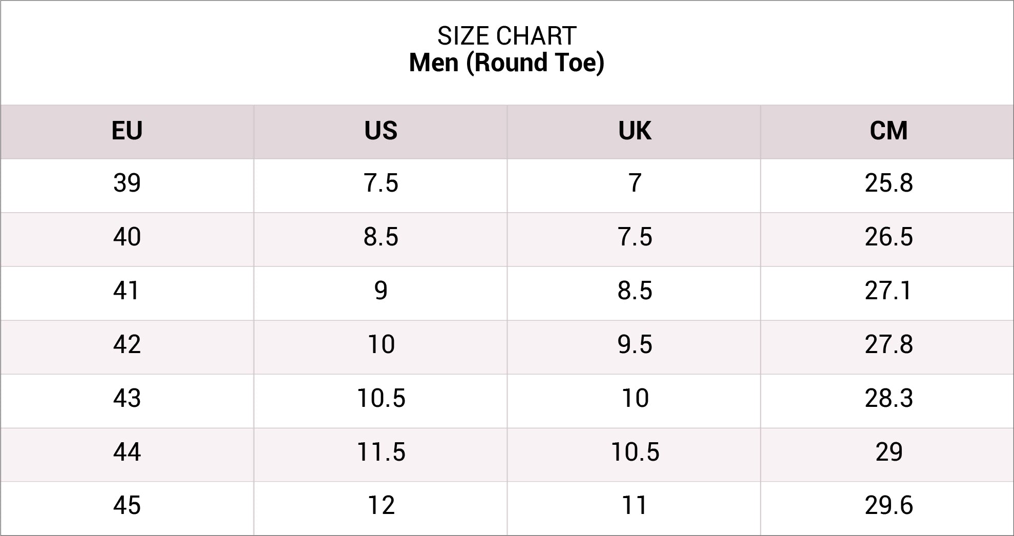 size chart Men-Round Mobile