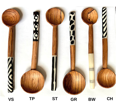 Handmade Olive Wood Teaspoons with Bone