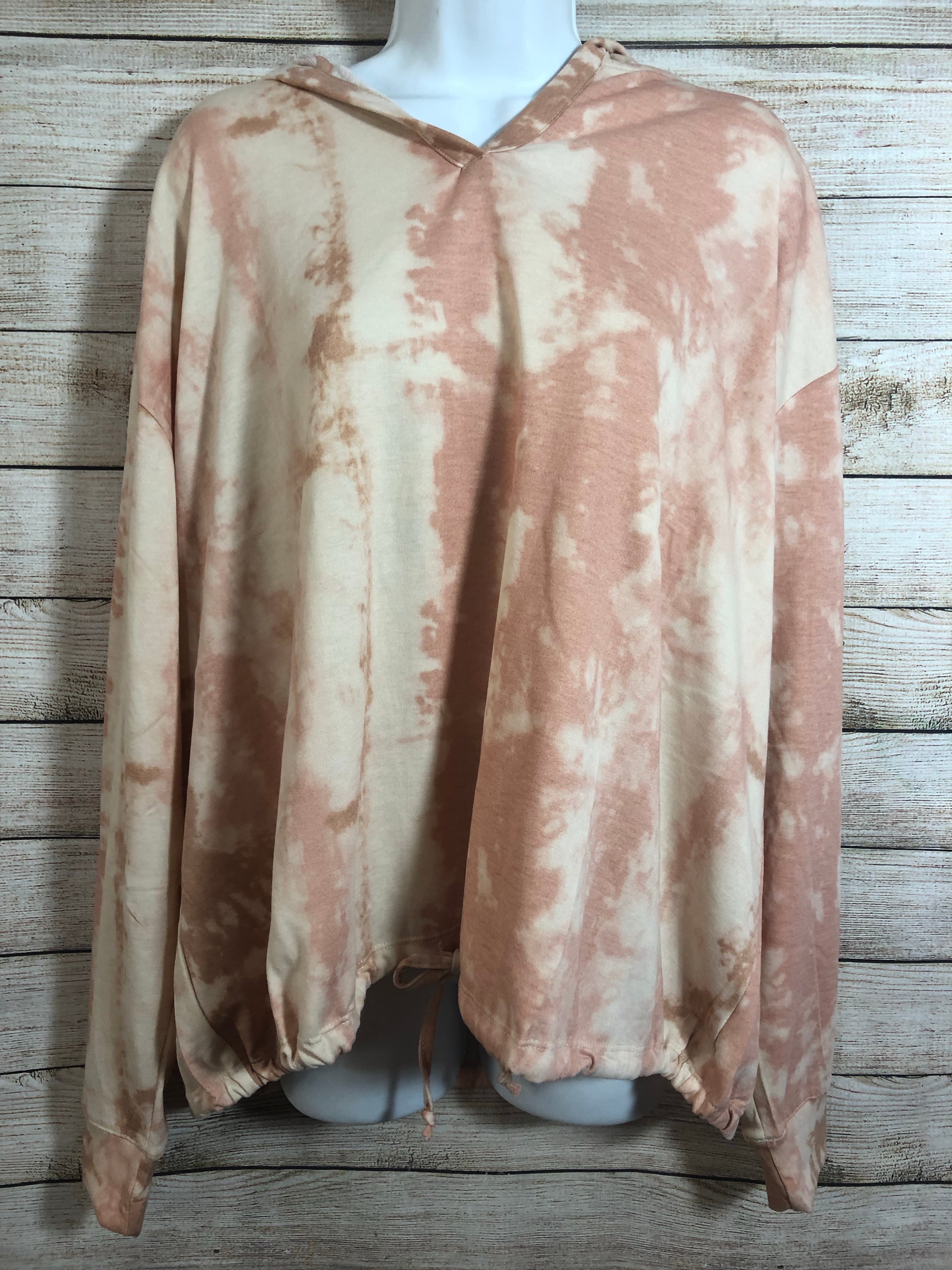 Fred David Tie Dye Sweater Top Hoodie Peach Coral Colors