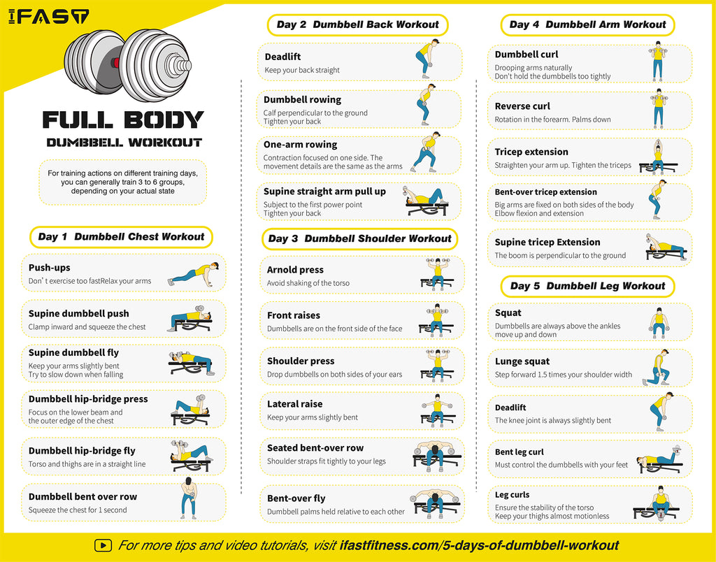 IFAST 5 Day Dumbbell Workout [Infographic]