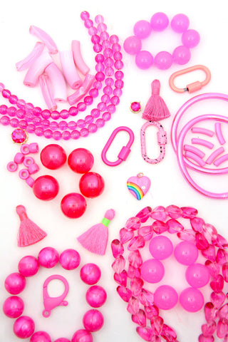Pink Friendship Charm Bracelet Crystal Beads - Ken Bracelets Store