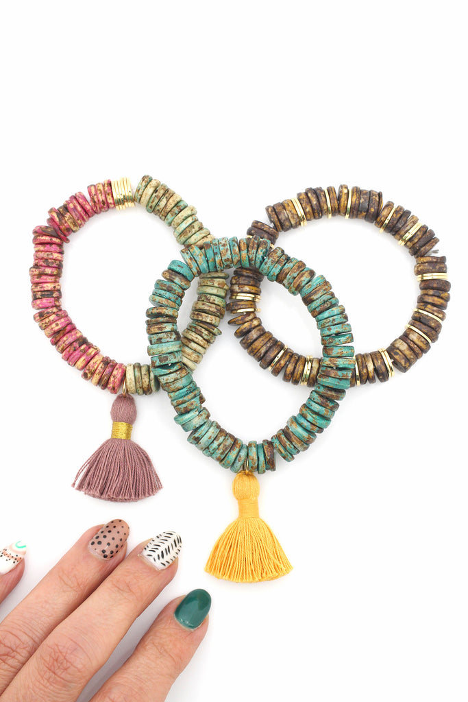 Bone Bead Bracelets made using bone beads from WomanShopsWorld